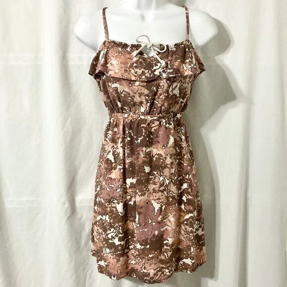 Mudd Junior's M Burgundy and Cream Floral Color Splash Dress - Picture 2 of 8